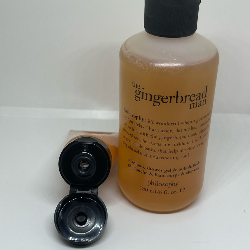 New Philosophy 3 in 1 Shower Gel & Bubble Bath Gingerbread Man 180mL& Hand Cream - Picture 2 of 4